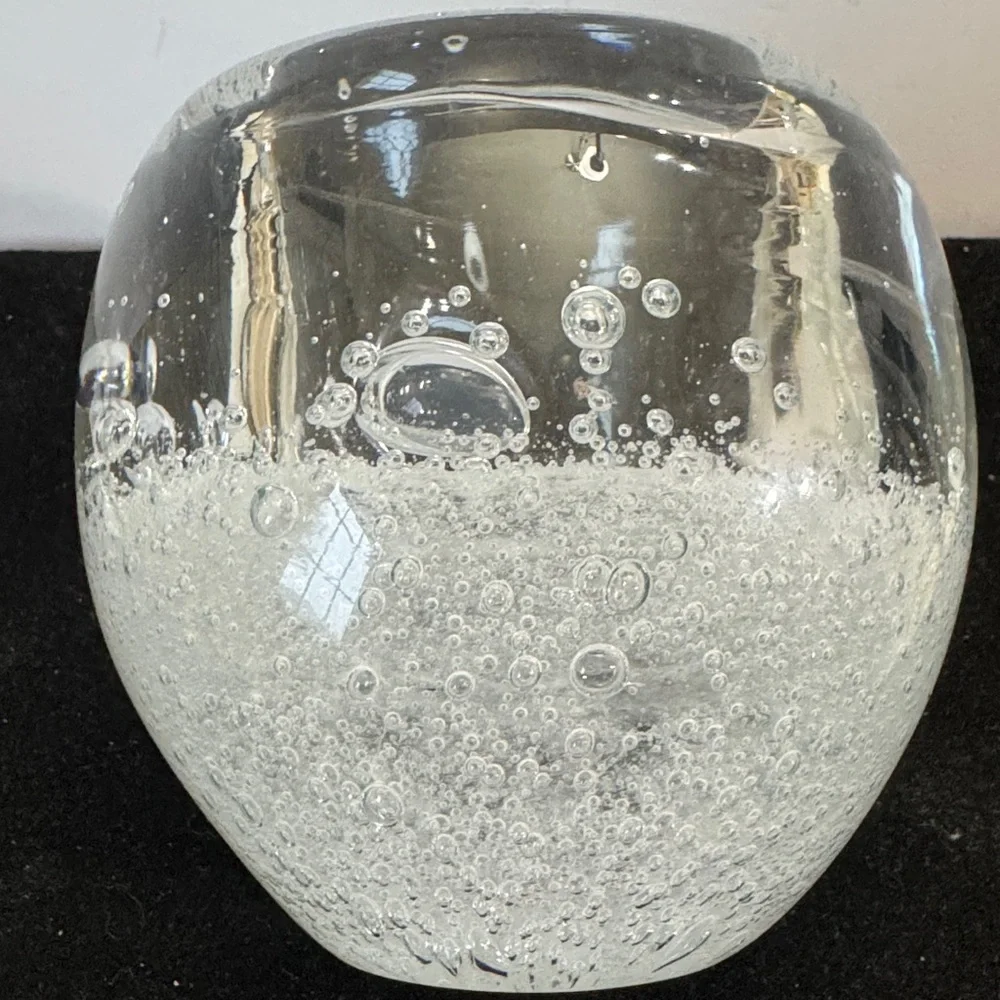 Vintage Sommerso style art glass votive candle holder (heavy)